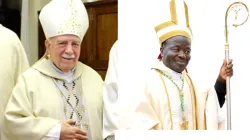 Bishop Miguel Ángel Olaverri Arroniz (right) and Bishop Victor Abagna Mossa (left) appointed Metropolitan Archbishops for Pointe-Noire and Owando respectively.