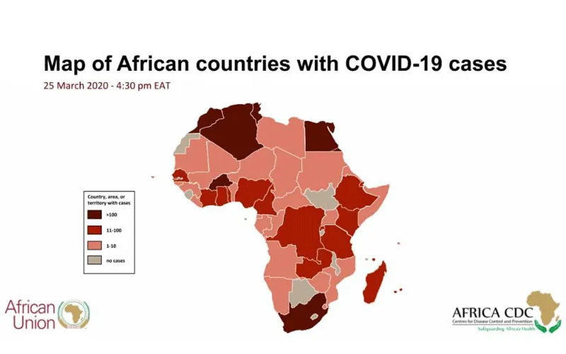 Coronavirus – Africa : 46 countries reporting a total 2,475 cases of COVID-19, 64 deaths (25 March 2020)