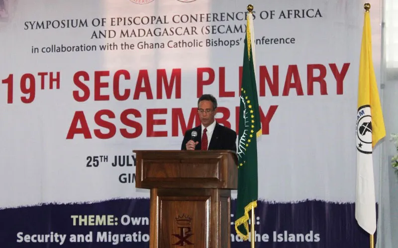 Sean Callahan, President and CEO of CRS addressing delegates at the 19th Plenary Assembly of the Symposium of Episcopal Conferences of Africa and Madagascar (SECAM). Credit: ACI Africa