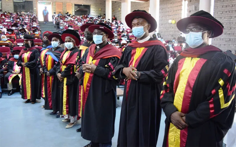 Some of the PhD graduates at CUEA. Credit: CUEA