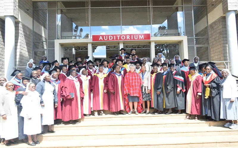 Group photo of African nuns who are members of Higher Education for Sisters in Africa (HESA) at CUEA on October 23, 2019 ahead of October 25 graduation / CUEA communications