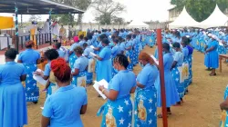 Bishop Willybard Lagho commissions 160 new members of the Catholic Women Association at Bishop Francis Baldacchino Primary School Grounds on 29 August 2021. Credit: Catholic Diocese of Malindi/Kenya