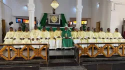 Bishop Anselm Umoren, the Auxiliary Bishop of the Catholic Archdiocese of Abuja wit the 14 Deacons he ordained on 14 January 2024. Credit: Archdiocese of Abuja
