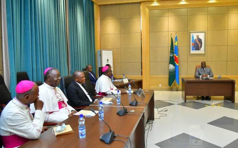 Members of the National Episcopal Conference of Congo (CENCO) with President Félix Tshisekedi. Credit: Presidency of the Republic of DRC