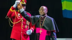 Archbishop Jean-Patrick Iba-Ba with General Brice Oligui Nguema  during the lainuch of the National Inclusive Dialogue in Gabon. Credit: Catholic Archdiocese of Libreville