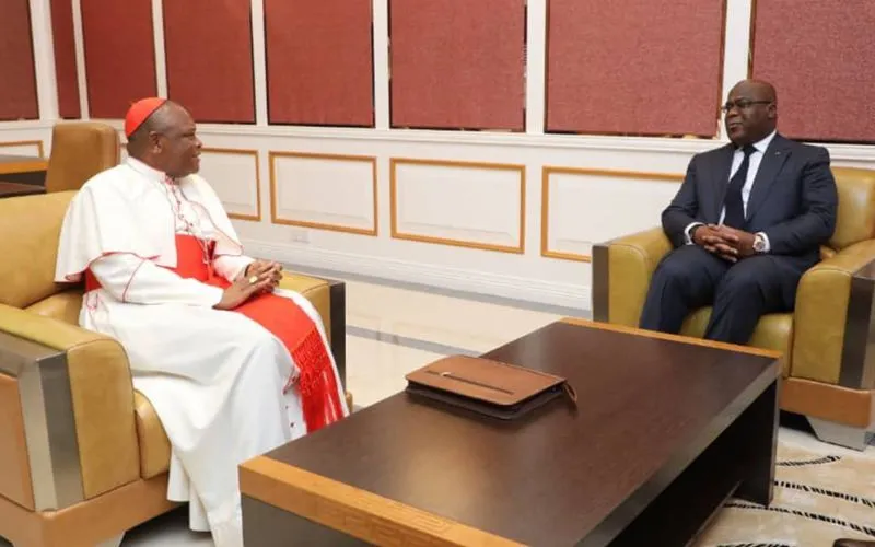 Cardinal Fridolin Ambongo with President, Félix Tshisekedi. Credit: Presidency of the Republic of DRC