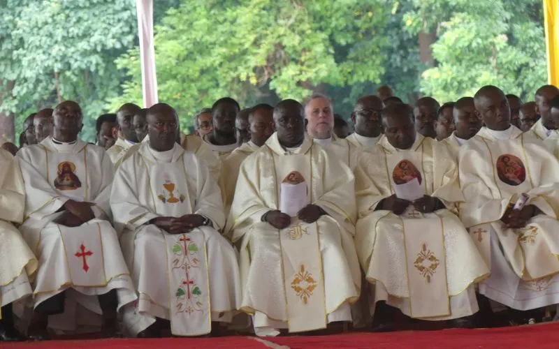 A section of Priests, including Fr. Jeff Duaime during the Episcopal Consecration of two Auxiliary Bishops for Nairobi Archdiocese on 6 April 2024. Credit: ACI Africa