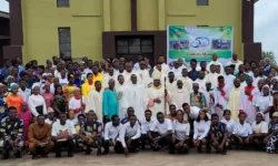 Bishop Emmanuel Adetoyese Badejo with members of the Catholic Youth Organization of Nigeria (CYON). Credit: Catholic Diocese of Oyo