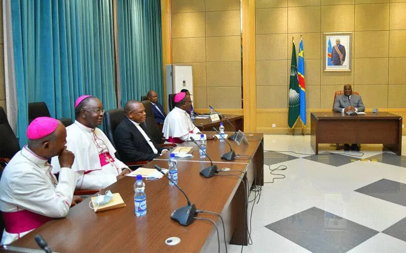Members of the National Episcopal Conference of Congo (CENCO) with President Felix Tshisekedi during an audience Monday, November 9, 2020. / Website National Episcopal Conference of Congo (CENCO).