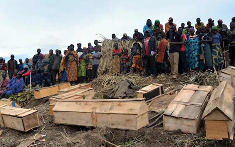 Mass burial for victims of violence in DR Congo's Ituri Province. Credit: Radio Okapi/Facebook