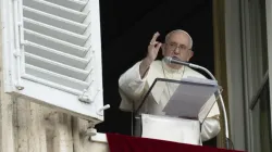 Pope Francis blesses the crowds in St. Peter's Square after praying the Angelus on July 2, 2023. | Vatican Media