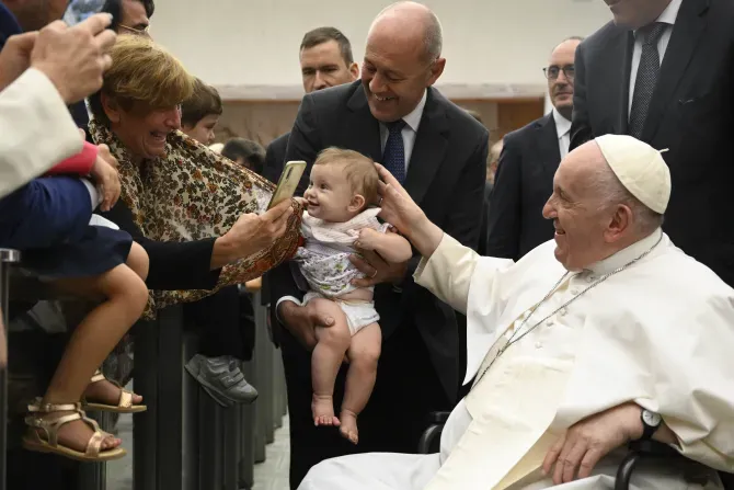 Pope Francis addressed a group of Italian entrepreneurs Monday, Sept. 12, 2022, about the need to support working mothers. | Vatican Media