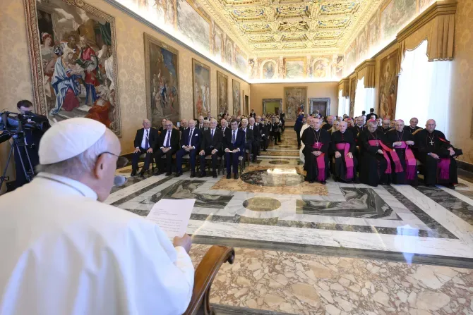 Pope Francis meets with the leaders of the Equestrian Order of the Holy Sepulchre of Jerusalem at the Vatican on Nov. 9, 2023. | Credit: Vatican Media