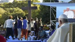 Young people participate in Stations of the Cross at World Youth Day in Eduardo VII Park in Lisbon, Portugal, Aug. 4, 2023. | Credit: Vatican Media