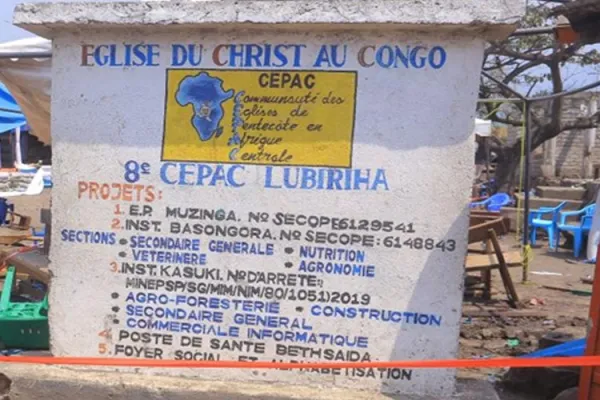 Entrance to the Church of Christ Congo, (ECC-CEPAC) in the Eastern Congolese city of Kasindi. Credit: Courtesy Photo