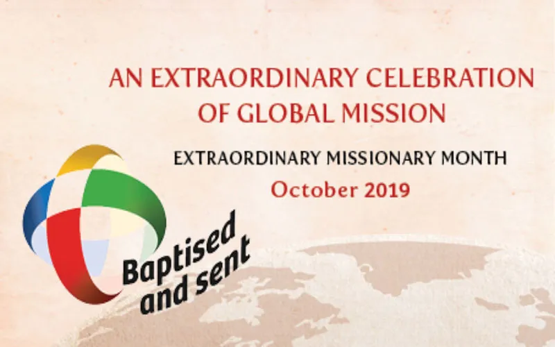 Extraordinary Missionary Month logo: Baptized and sent