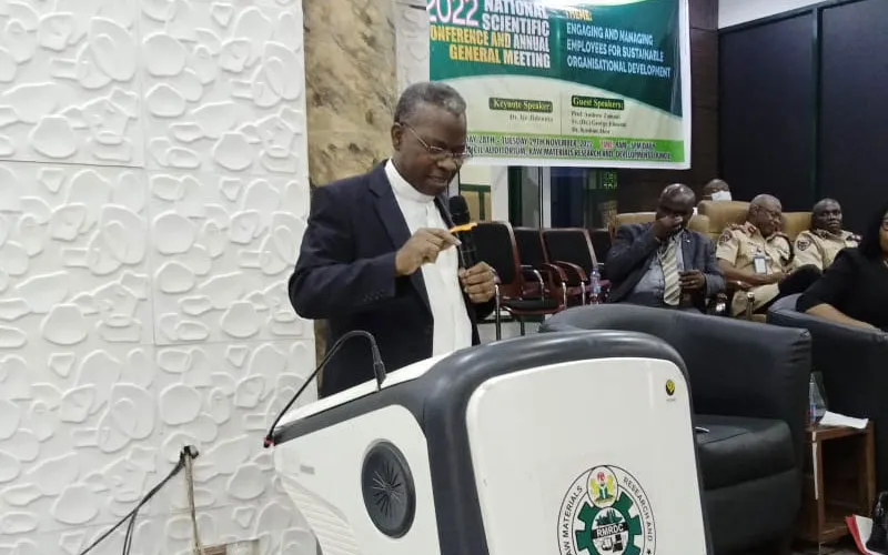 Fr. George Ehusani, delivering his presentation during the 2022 National Scientific Conference of the Nigerian Association of Industrial and Organizational Psychologists. Credit: Nigeria Catholic Network