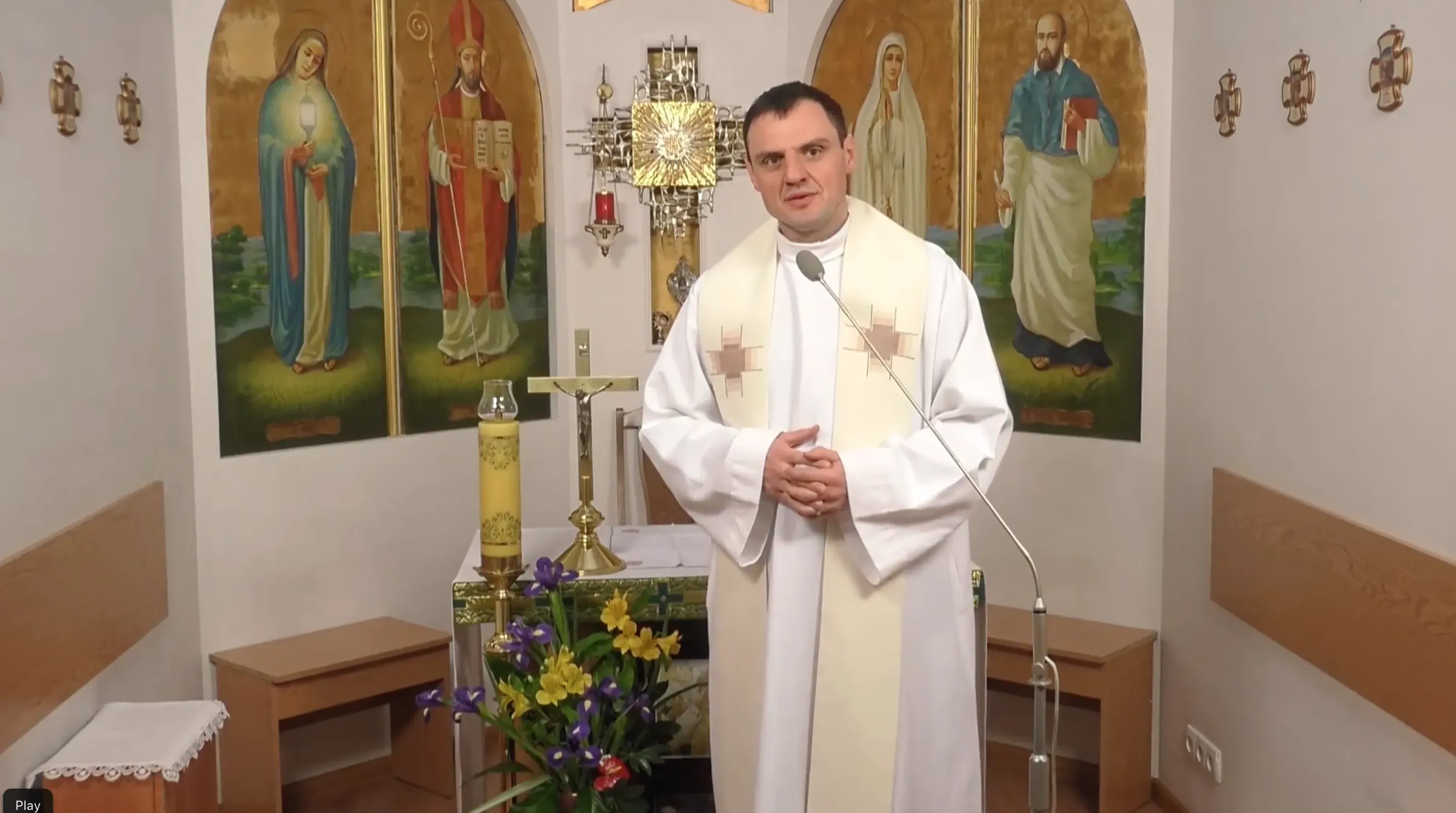 Father Oleksandr Zelinskyi, the director general of EWTN Ukraine. Screenshot of Facebook post