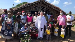 Fr. Edegard Silva Junior who ministered at the Parish of Sacred Heart of Jesus in Muidumbe, Cabo Delgado has fled the region in northern Mozambique and is seeking refuge in Pemba with some of his Parishioners/ Credit: Denis Hurley Peace Institute