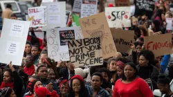 Activists protest against Gender-based Violence and Femicide in South Africa.