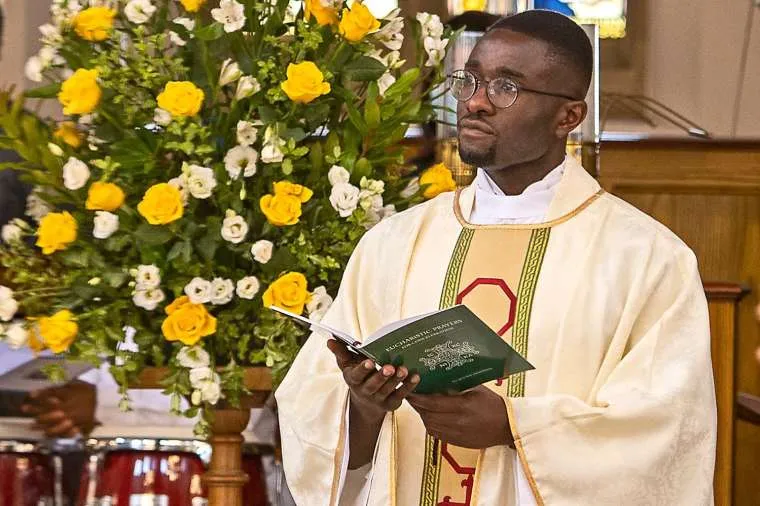 Fr. Paschal Uche at his ordination in Brentwood Cathedral, Essex, England, Aug. 1, 2020. / Brentwood Diocese/Graham Hillman. Visit photo credit: Mazur/cbcew.org.uk.