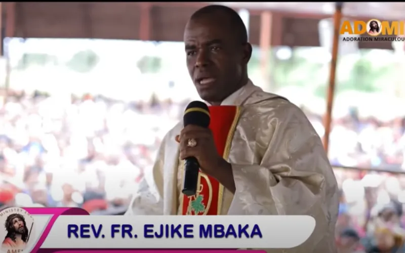 Screenshot Fr. Camillus Ejike Mbaka  during Mass at the Adoration Ministry in Enugu Diocese.