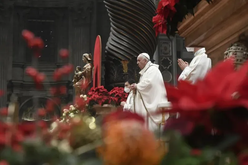 Pope Francis offers Christmas Mass in St. Peter's Basilica on Dec. 24, 2021. Vatican Media