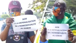 Some Gabonese protesting against the bill to decriminalize homosexuality in the country.