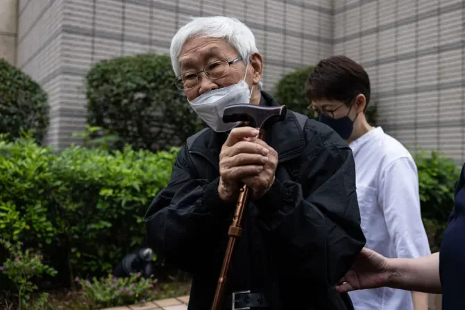Cardinal Joseph Zen arrives at the West Kowloon Magistrates' Courts on 24 May 2022, in Hong Kong, China. | Photo by Louise Delmotte/Getty Images