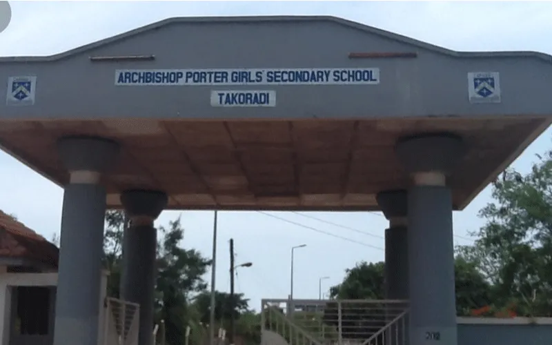 The Entrance to the  Archbishop Porter Girls Schoo; at Takoradi.