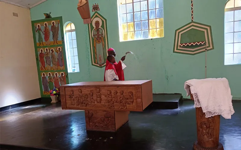 Bishop Rudolf Nyandoro presided over the reconsecration  of the Uganda Martyrs Church of Zimbabwe’s Gokwe Diocese. Credit: Gokwe Diocese/Facebook