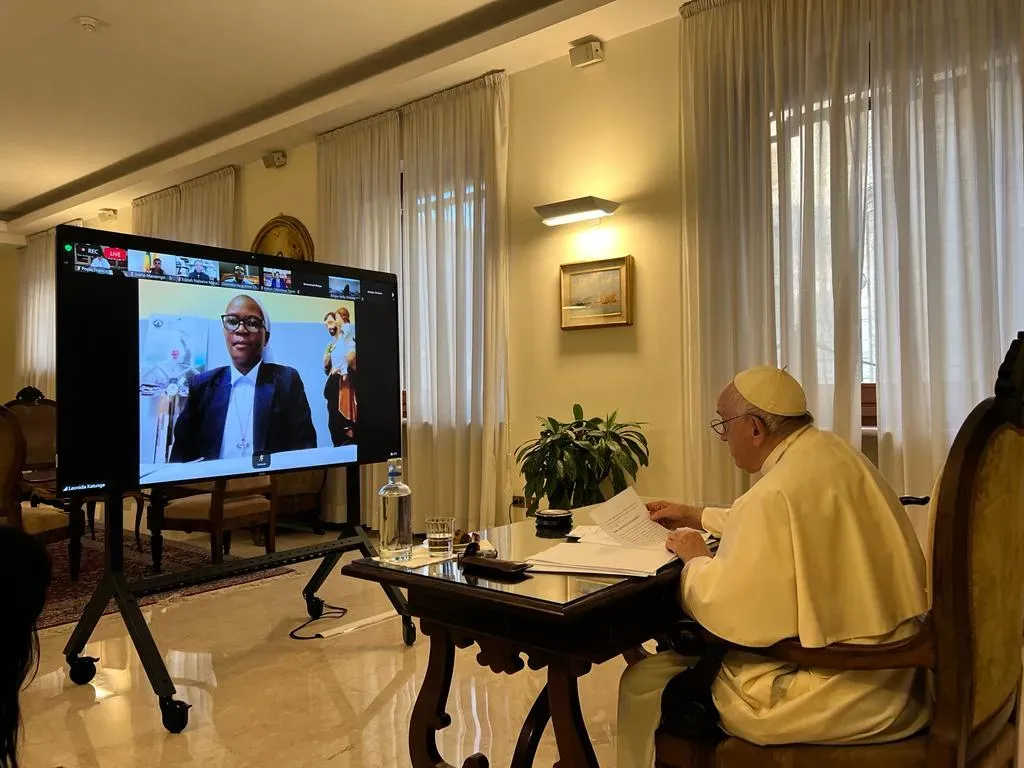 Pope Francis during the virtual dialogue with African Catholic students on Tuesday, 1 November 2022. Credit: PACTPAN