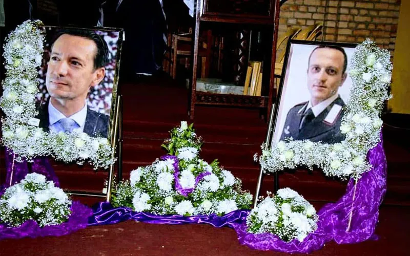 Photos of Luca Attanasio and Vittorio Iacovacci during the Memorial Mass at the Our Lady of Congo Cathedral. / Courtesy Photo
