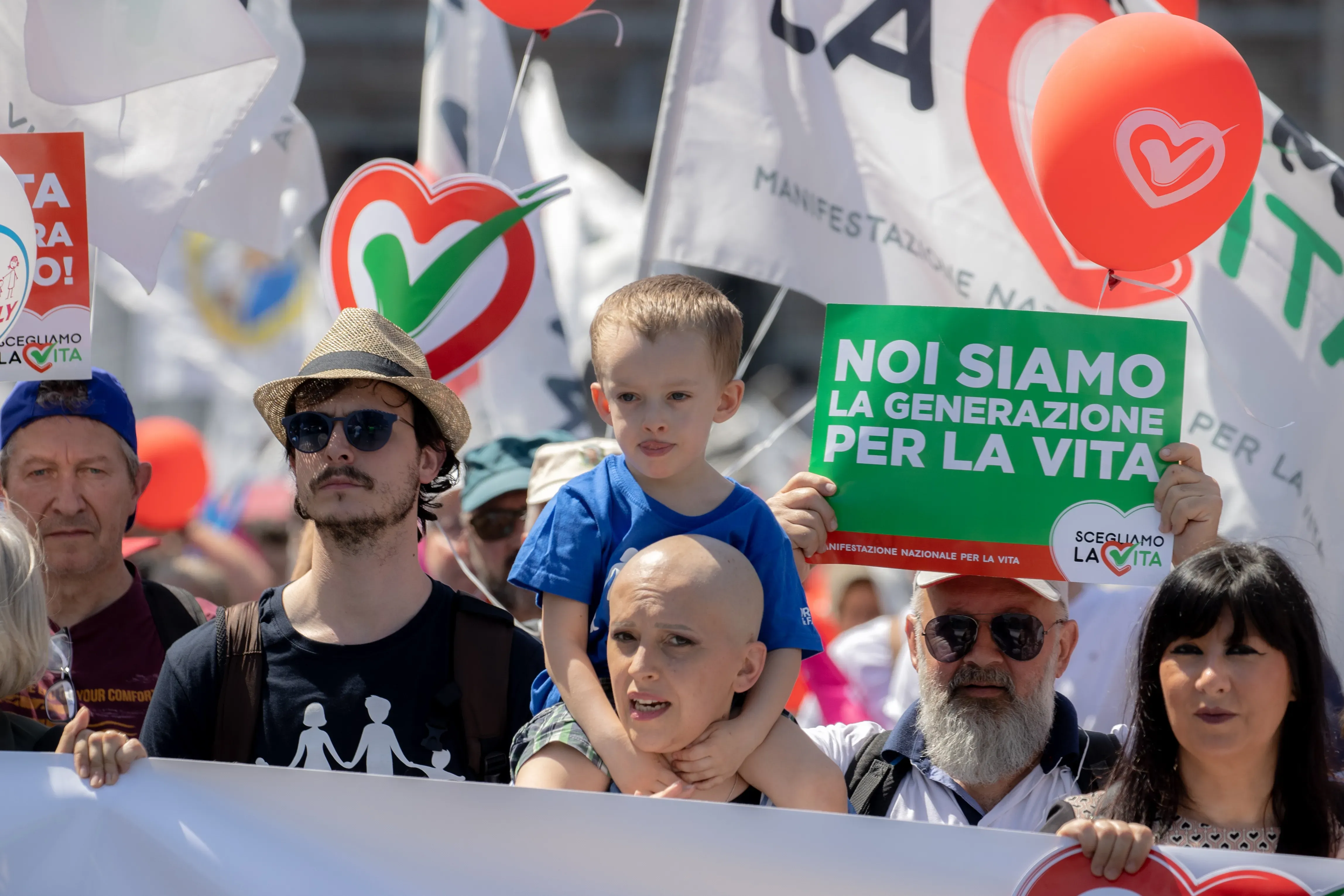 Participants in Italy's pro-life demonstration in Rome on May 21, 2022. Daniel Ibáñez/CNA