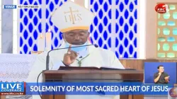 Bishop Joseph Mbatia during a televised Mass at Holy Family Minor Basilica, Nairobi, Kenya. / Kenya Broadcasting Corporation/ Twitter