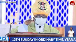 Bishop Anthony Ireri Mukobo during televised Mass at Holy Family Minor Basilica Nairobi on Sunday, June 28.