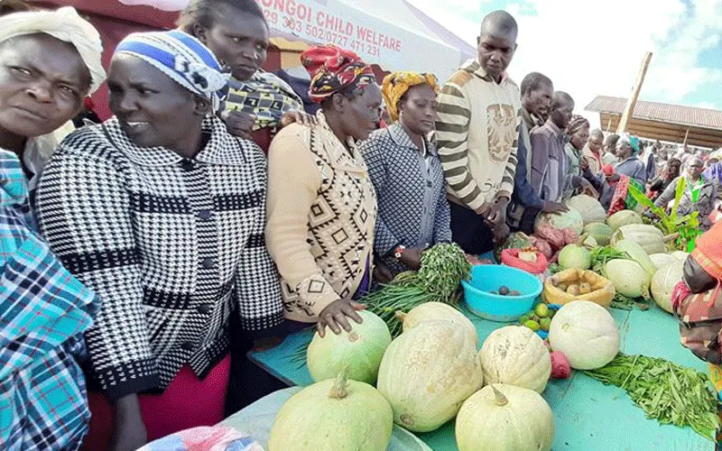 Agroecology farmers in Nyahururu, Kenya showcase their farm produce during the 2019 Agroecology Conference. / Caritas Archdiocese of Kisumu/ Facebook
