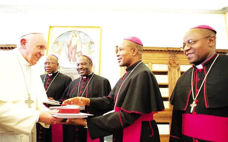 Bishops in Lesotho with Pope Francis during their ad-limina visit in Rome.