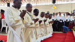 The seven Jesuit Deacons and a Deacon for the Missionaries of Africa ordained Priests on 2 July 2023. Credit: ACI Africa