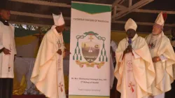 Bishop Hieronymus Emusugut Joya of Kenya's Catholic Diocese of Maralal unveiling his coat of arms during his Episcopal ordination.  Credit: Catholic Information Service for Africa (CISA)