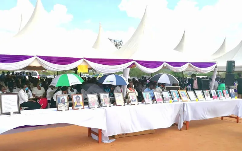 Photos of 33 people who lost their lives in the Saturday, December 4 Seminary bus tragedy at Enzui River in Kenya’s Kitui Diocese. Credit: Kitui Diocese