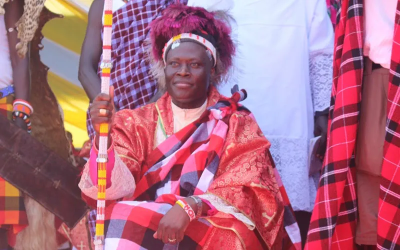 Bishop John Mbinda of Lodwar Diocese, first-ever Kenyan Spiritan Bishop vested in Turkana attire. Credit: ACI Africa