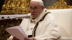 Pope Francis celebrates the Chrism Mass at St. Peter’s Basilica, April 14, 2022. Daniel Ibáñez/CNA.