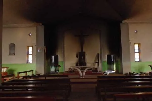 Burned church in the Chipene Mission Mozambique. Credit: ACN