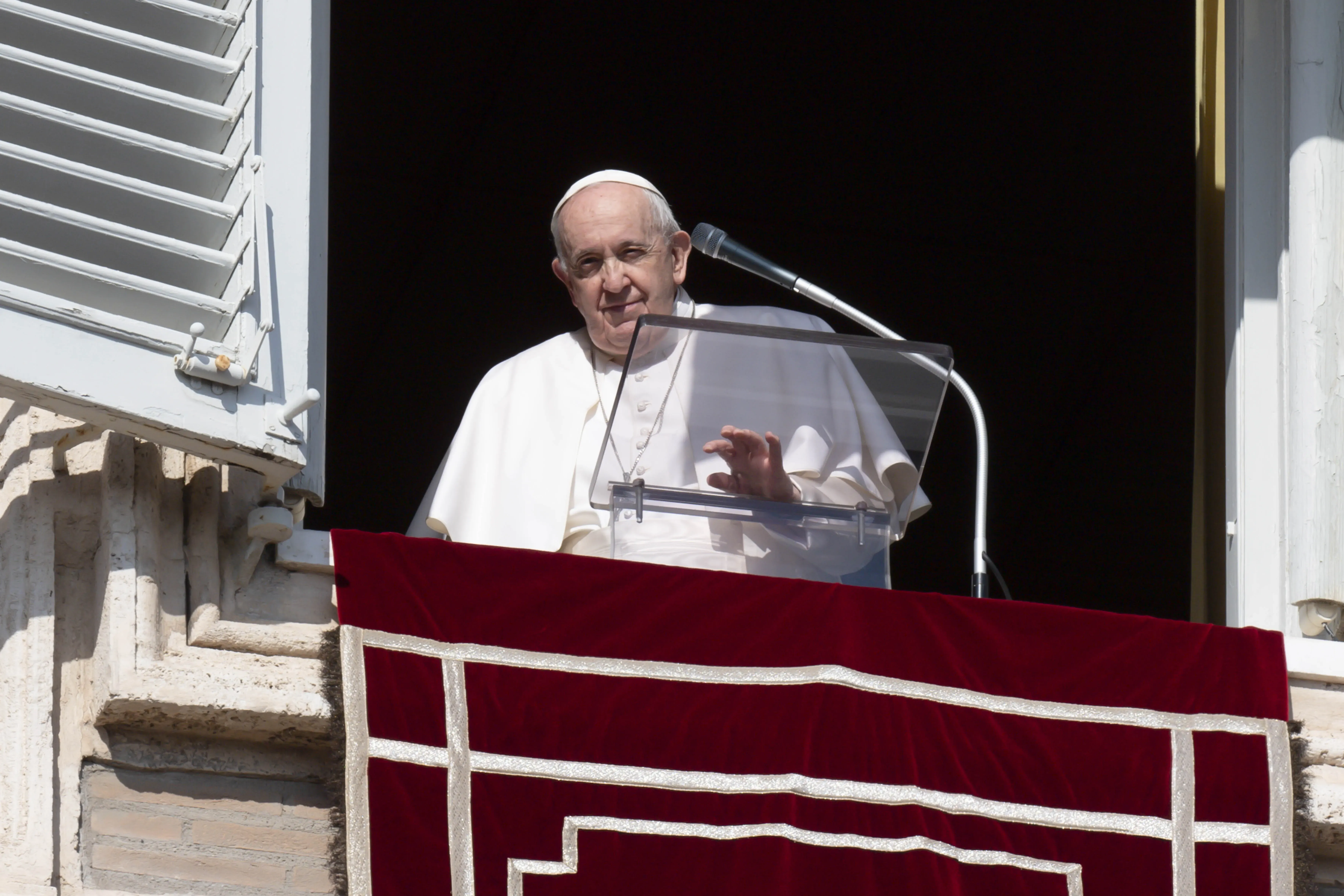 Pope Francis delivers his weekly Angelus message on Feb. 6, 2022. Vatican Media