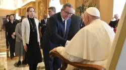 Pope Francis meets with participants of the Minerva Dialogues — a meeting of scientists, engineers, business leaders, lawyers, philosophers, Catholic theologians, ethicists, and members of the Roman Curia to discuss digital technologies — at the Vatican on March 27, 2023. | Credit: Vatican Media
