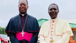 Archbishop Andrew Nkea Fuanya (right) and Bishop Alain Phillippe Mbarga (left). Credit: NECC