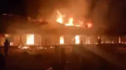 A screen grab from a video shared with ACI Africa that shows the parish house at St. Raphael Fadan Kamantan Catholic Church of the Diocese of Kafanchan in flames Sept. 7, 2023. | Credit: ACI Africa