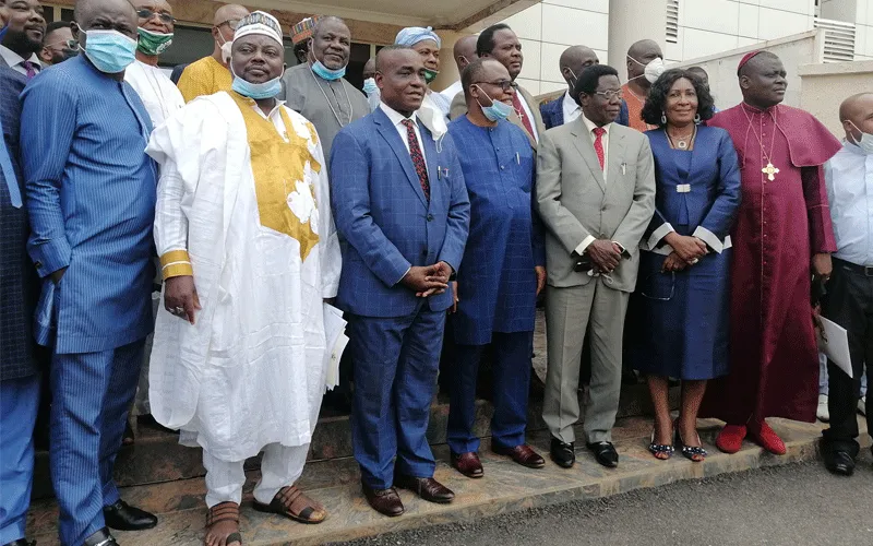 Nigeria's Senior Special Assistant to the President on Niger Delta Affairs, Solomon Ita Enang (third left) and members of the Christian Association of Nigeria (CAN) during the September 1 meeting in Abuja. / Solomon Ita Enang/ Facebook