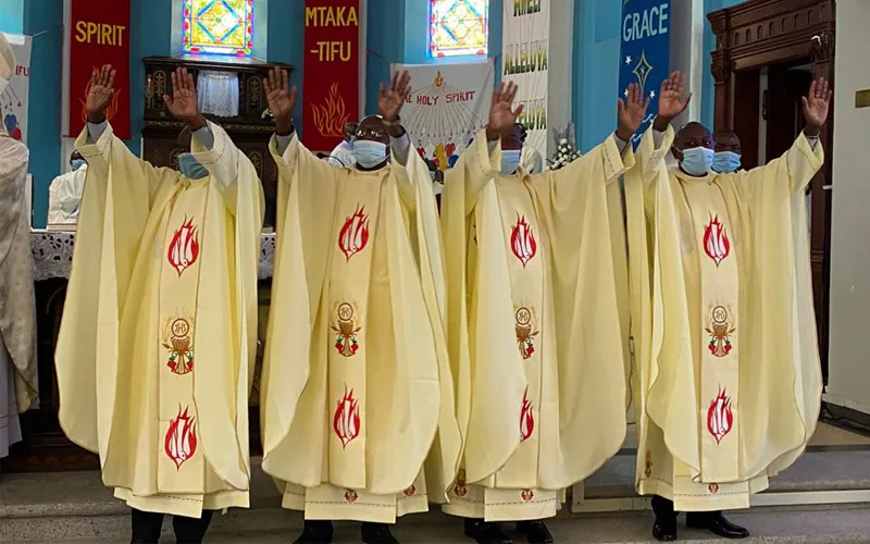 The four Priests belonging to the Congregation of the Holy Spirit (Spiritans) ordained May 7 at St. Austin’s Parish of Nairobi Archdiocese.